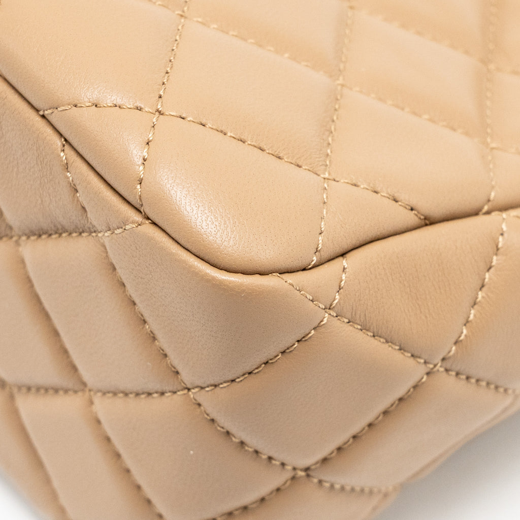 CHANEL PEARL CRUSH HOBO BAG LAMBSKIN BEIGE GHW (MICROCHIP)
