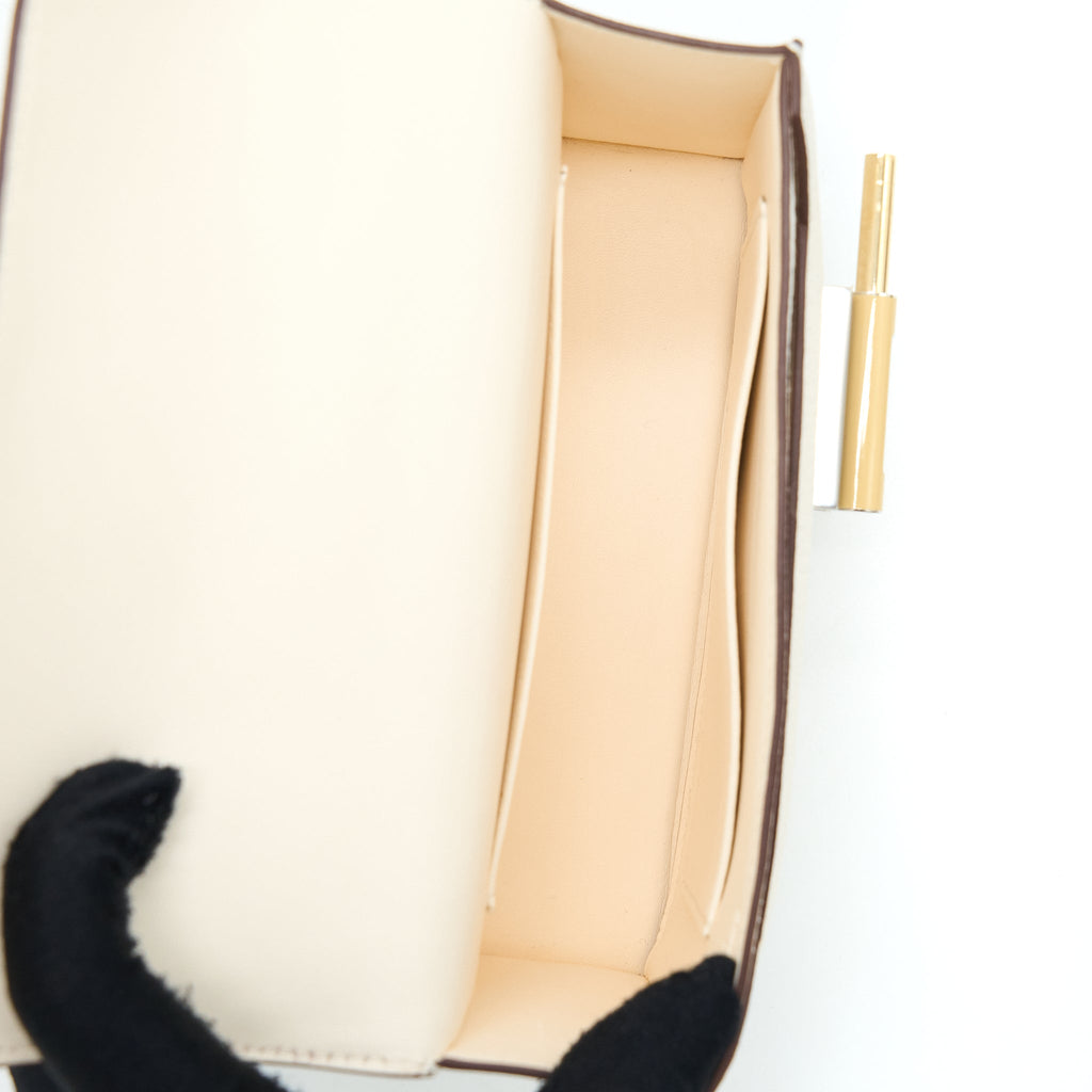 HERMES MINI VERROU BAG CHEVRE MYSORE NATA WITH HAVANE/TCHAI/ETOUPE HARDWARE