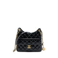 CHANEL 23C HOBO BAG SHINY CALFSKIN BLACK BRUSHED GHW(MICROCHIP)