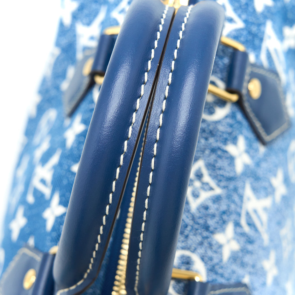 LOUIS VUITTON LIMITED EDITION SPEEDY BANDOULIERE 25 DENIM BLUE GHW (NEW VERSION)