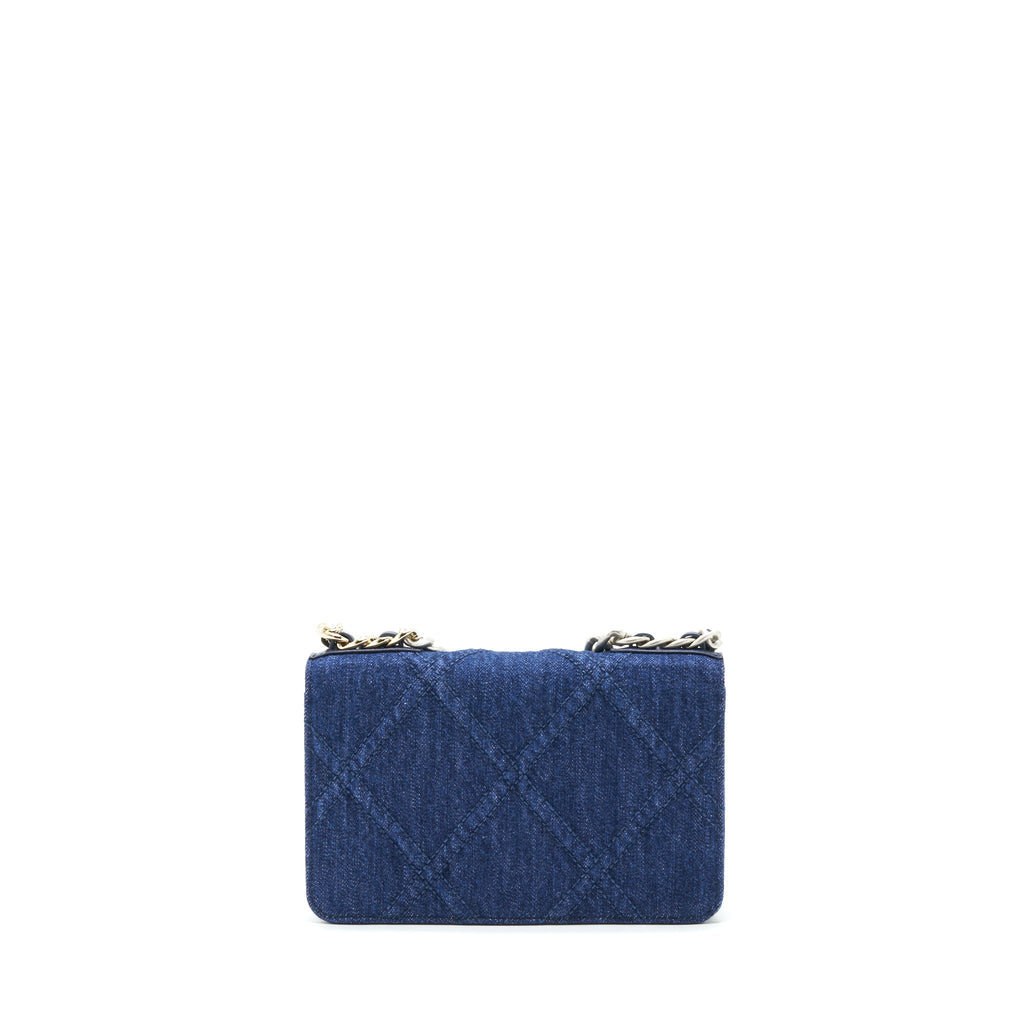 CHANEL 22P DENIM 19 WALLET ON CHAIN MULTICOLOUR HARDWARE(MICROCHIP)