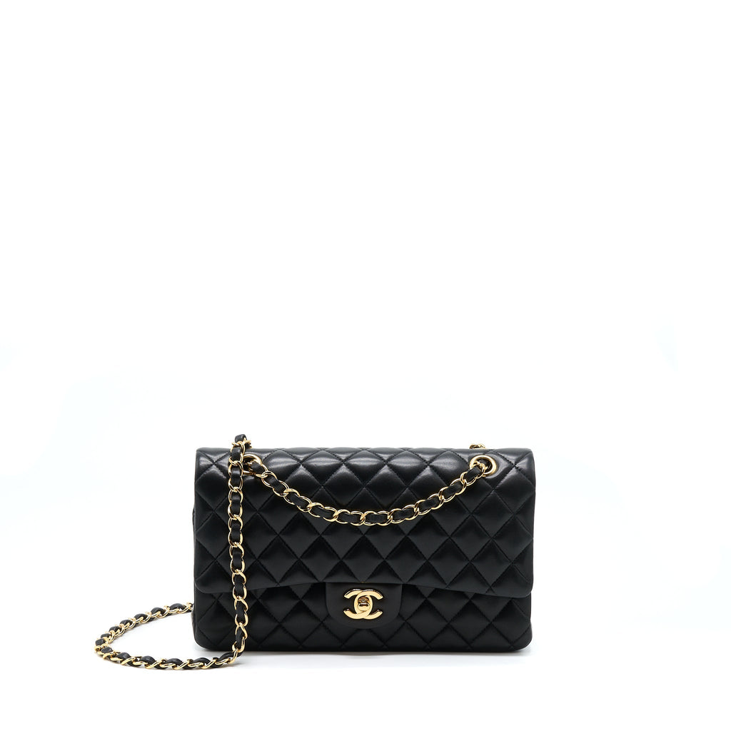CHANEL CLASSIC DOUBLE FLAP BAG LAMBSKIN BLACK GHW