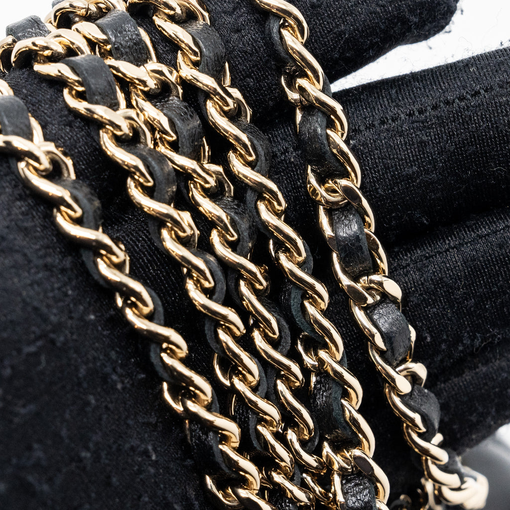 CHANEL TOP HANDLE MINI FLAP BAG WITH CHAIN LAMBSKIN BLACK LGHW (MICROCHIP)