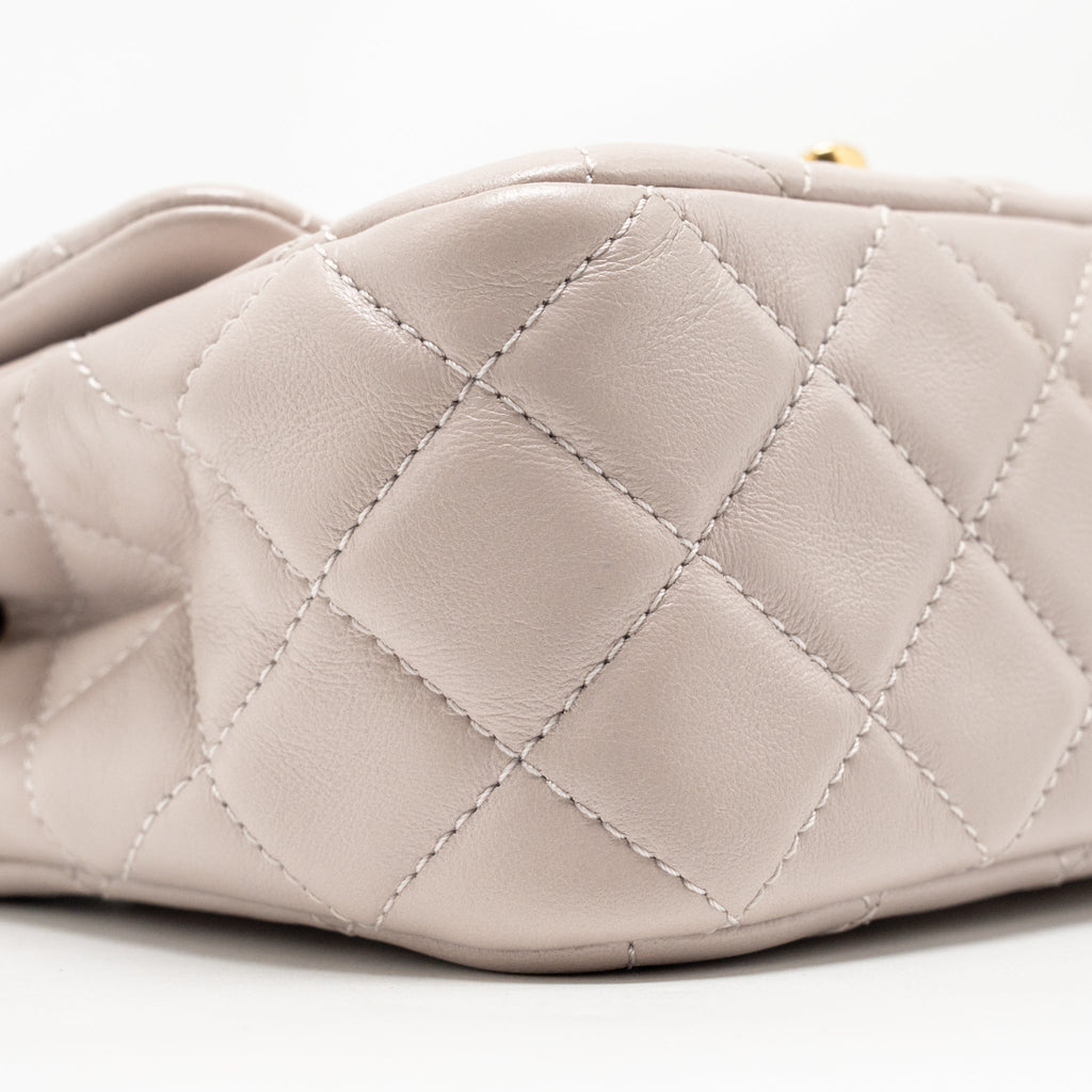 CHANEL PEARL CRUSH MINI SQUARE FLAP BAG LAMBSKIN LIGHT PURPLE GHW (MICROCHIP)