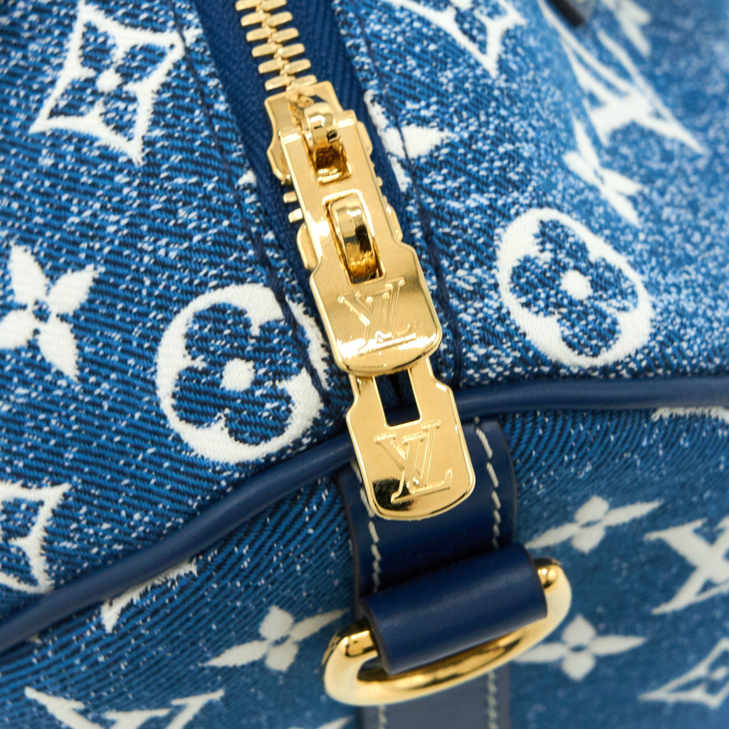 LOUIS VUITTON LIMITED EDITION SPEEDY BANDOULIERE 25 DENIM BLUE GHW (NEW VERSION)