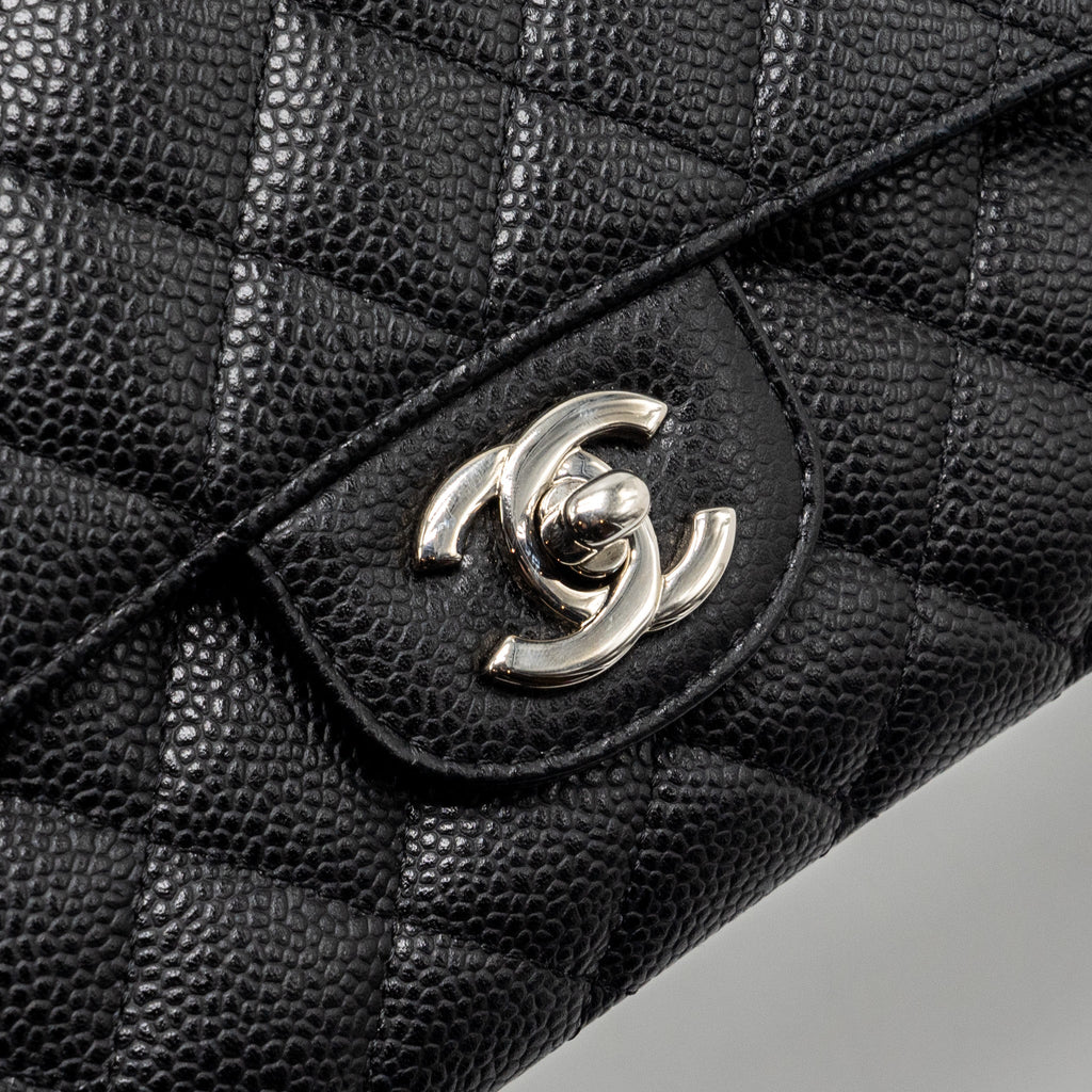 CHANEL MEDIUM CLASSIC DOUBLE FLAP BAG CAVIAR BLACK SHW