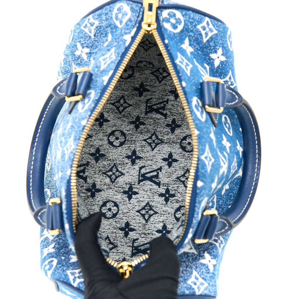LOUIS VUITTON LIMITED EDITION SPEEDY BANDOULIERE 25 DENIM BLUE GHW (NEW VERSION)