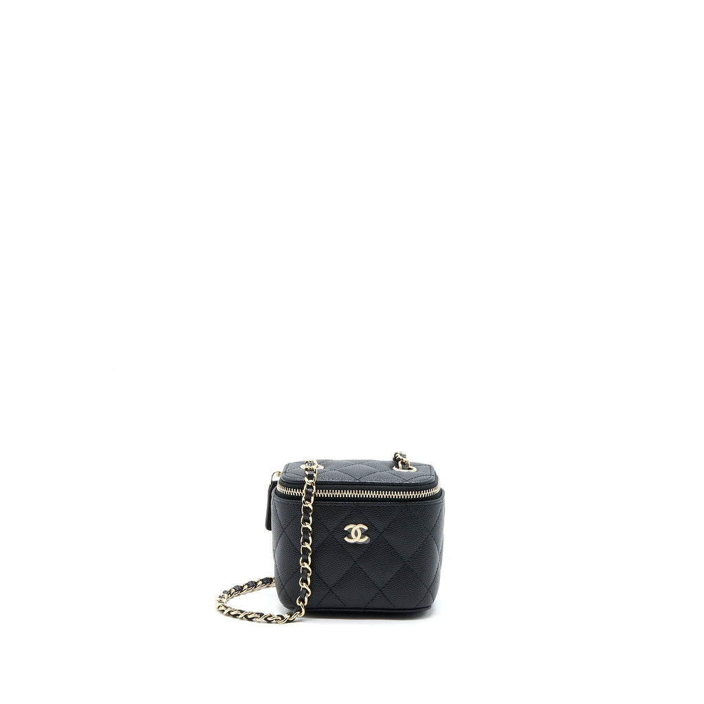 CHANEL MINI SQUARE VANITY CASE CAVIAR BLACK LGHW (MICROCHIP)
