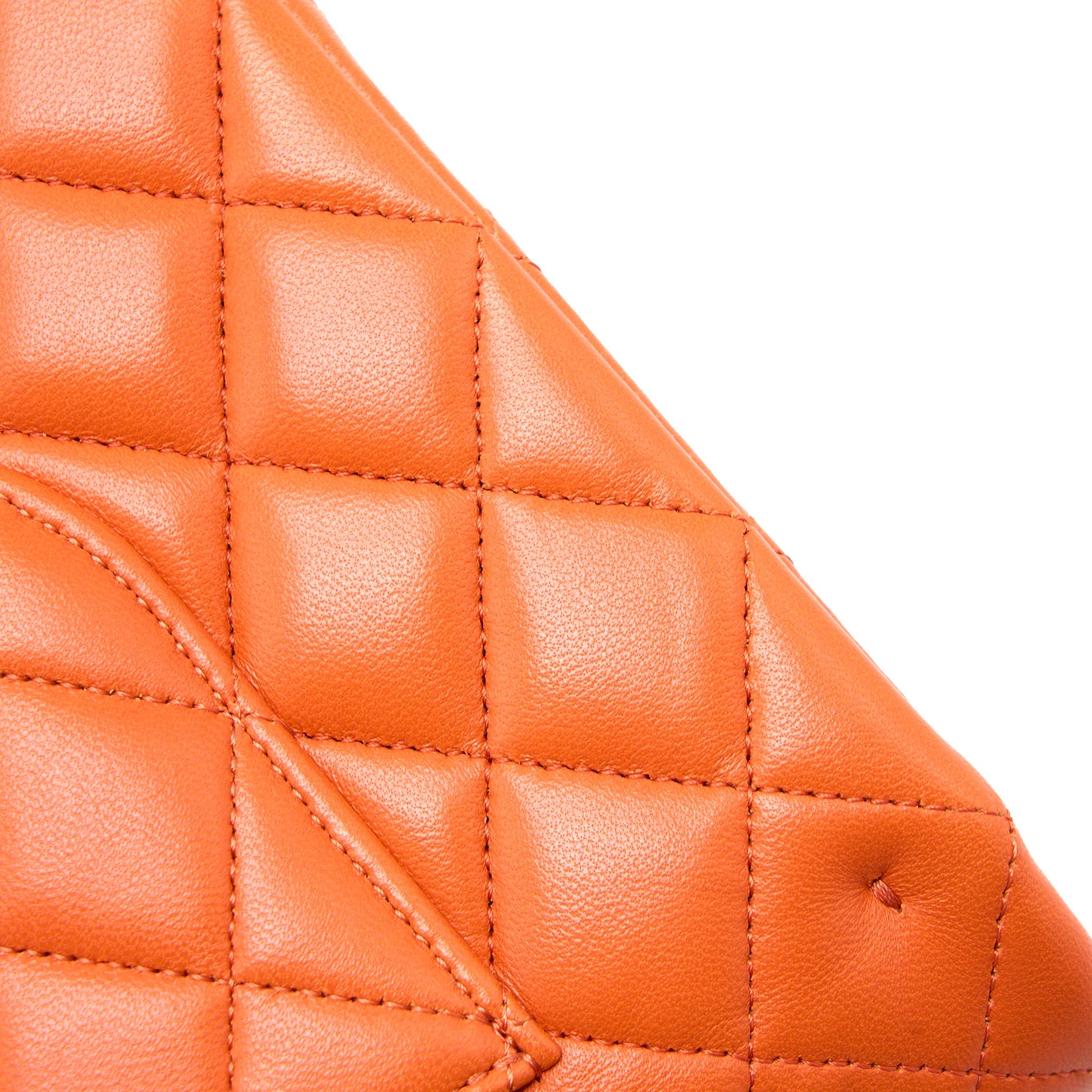 CHANEL MEDIUM CLASSIC DOUBLE FLAP BAG LAMBSKIN ORANGE SHW