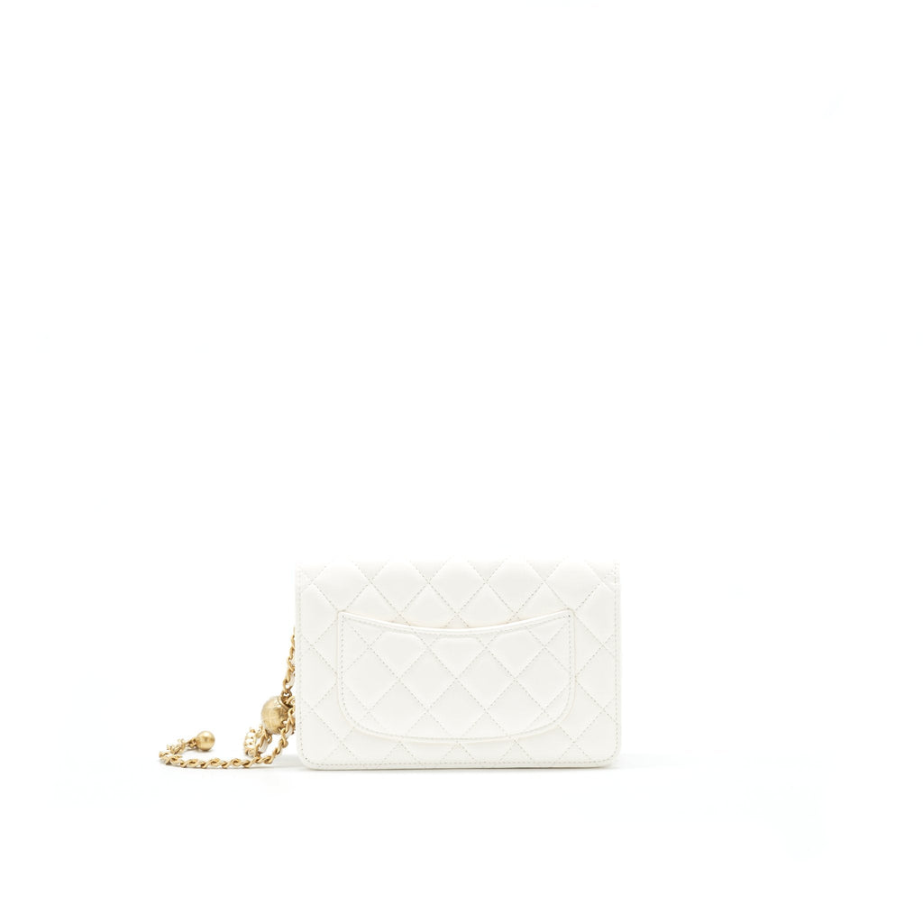 CHANEL PEARL CRUSH WALLET ON CHAIN WHITE GHW