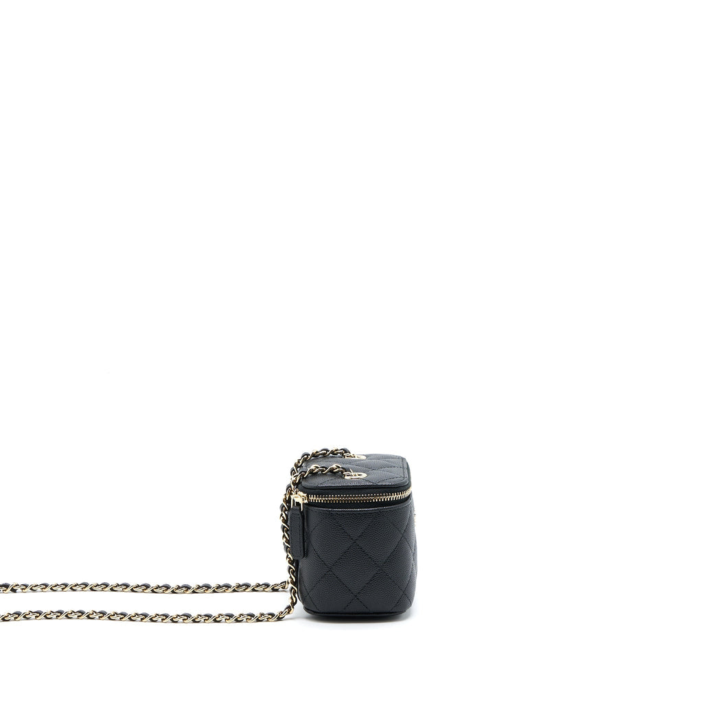 CHANEL MINI SQUARE VANITY CASE CAVIAR BLACK LGHW