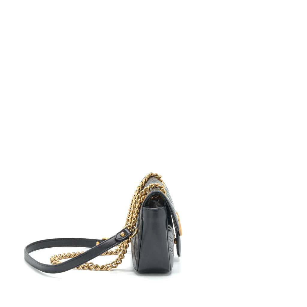 GUCCI MINI MARMONT MATELASSE BAG BLACK GHW