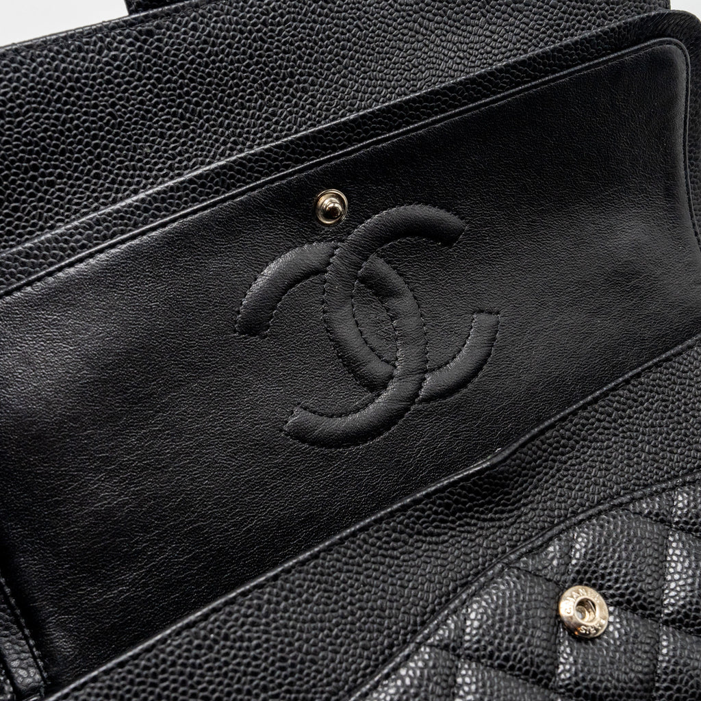 CHANEL MEDIUM CLASSIC DOUBLE FLAP BAG CAVIAR BLACK SHW