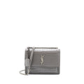 SAINT LAURENT MEDIUM SUNSET CHAIN BAG CROC EMBOSSED CALFSKIN GREY SHW