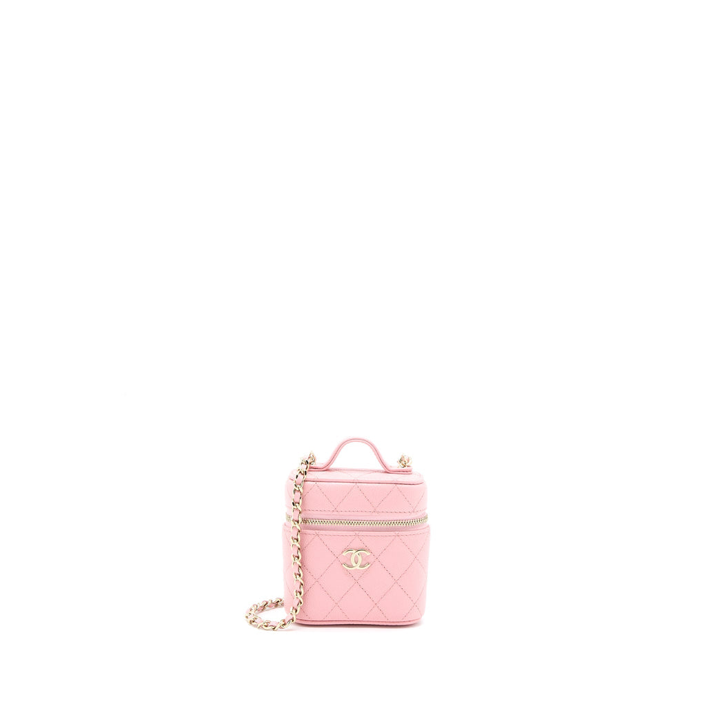 CHANEL MINI TOP HANDLE VANITY CASE CAVIAR PINK LGHW