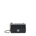 CHANEL MINI RECTANGULAR FLAP BAG LAMBSKIN BLACK LGHW (MICROCHIP)