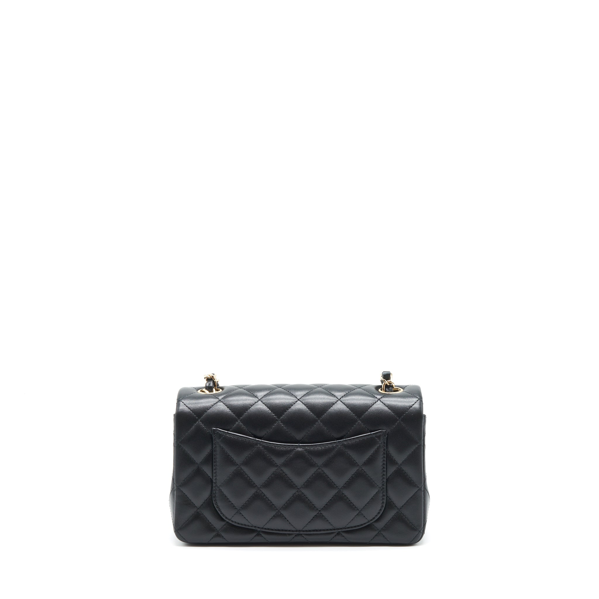 CHANEL MINI RECTANGULAR FLAP BAG LAMBSKIN BLACK LGHW (MICROCHIP)