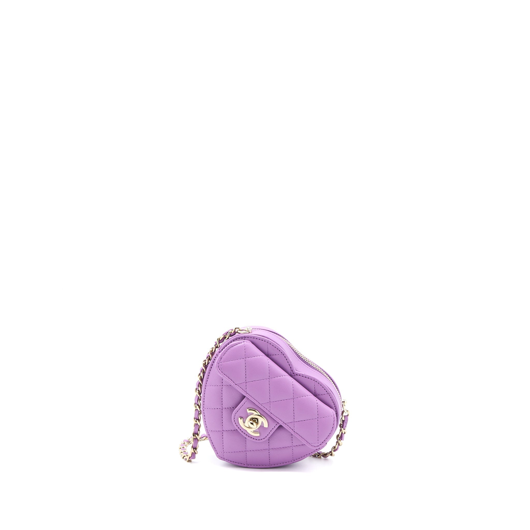 CHANEL SMALL HEART BAG LAMBSKIN PURPLE LGHW