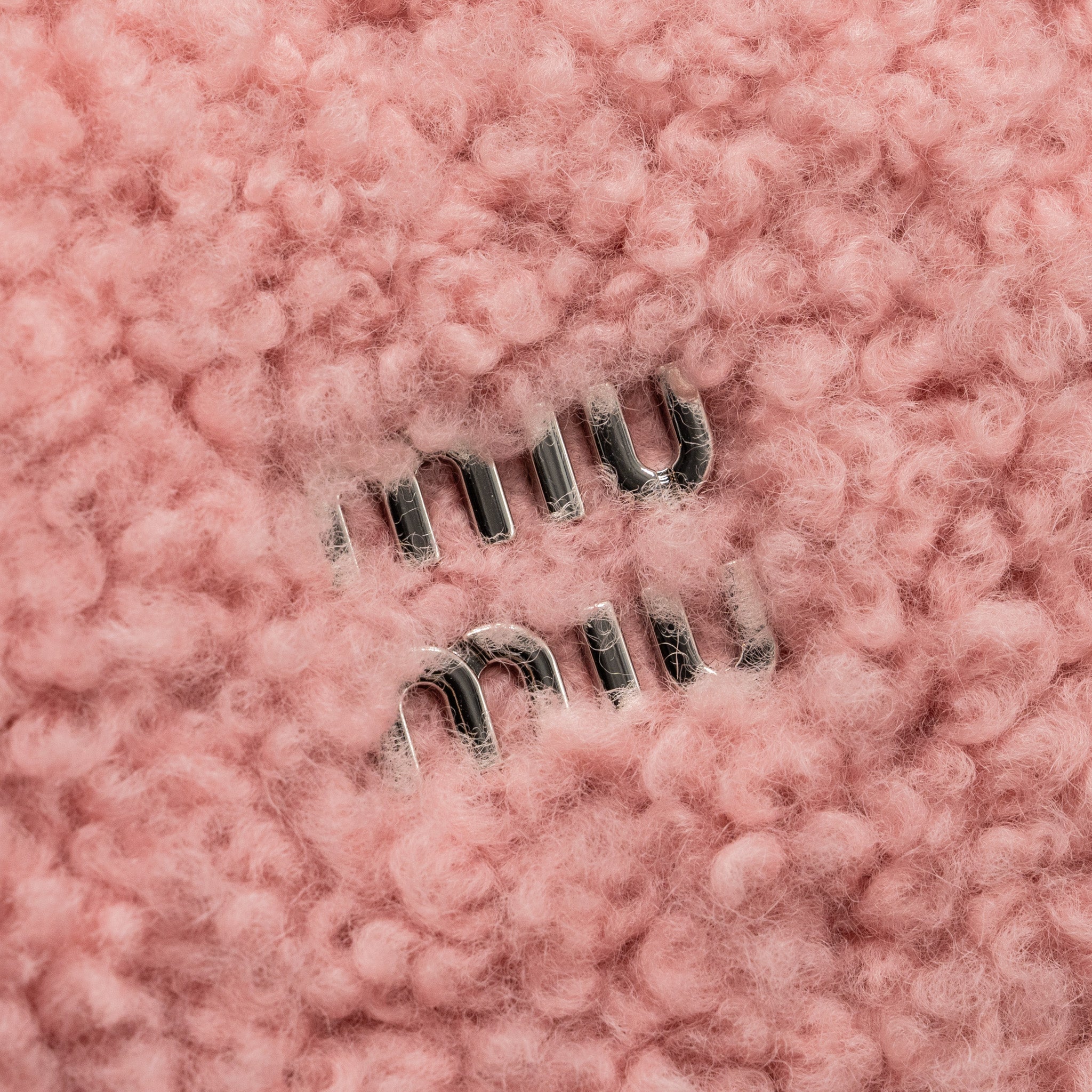MIU MIU WANDER MATELASSÉ MINI HOBO BAG SHEARLING LIGHT PINK SHW