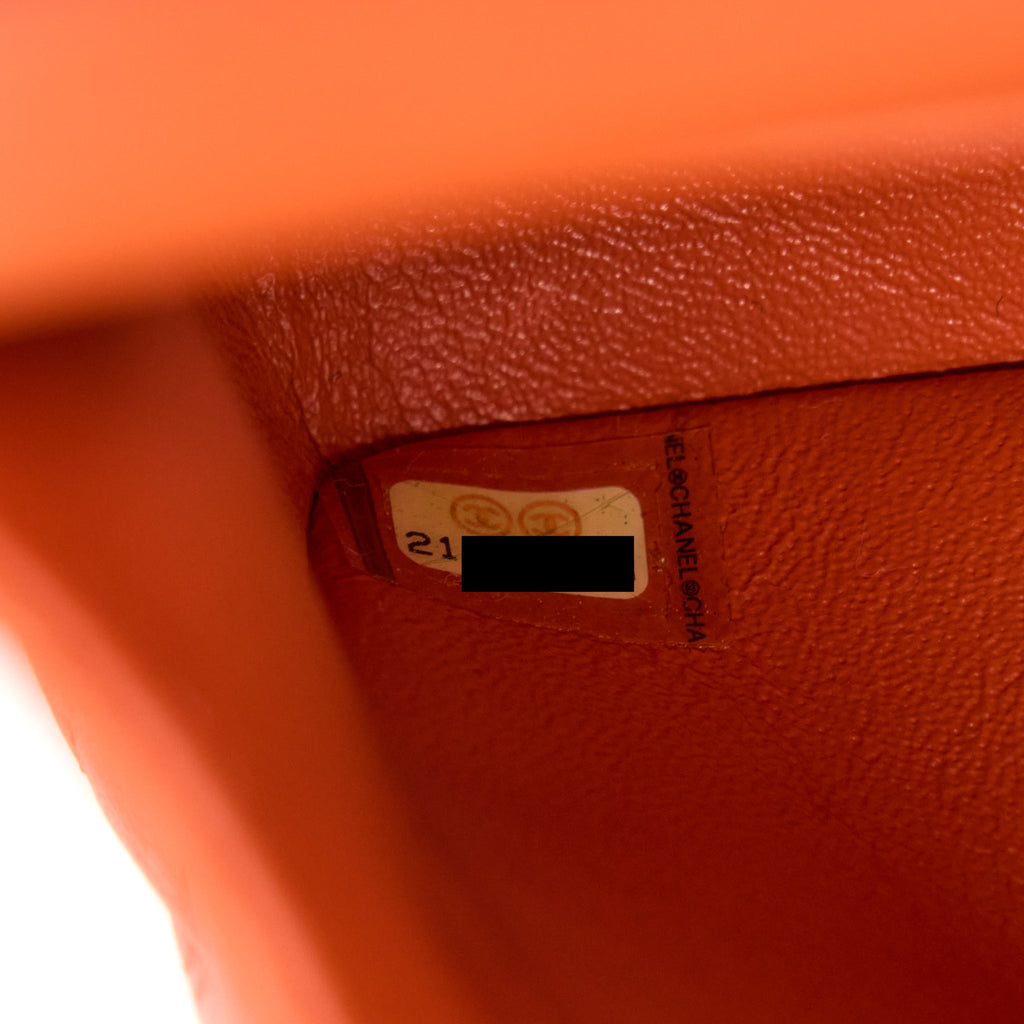 CHANEL MEDIUM CLASSIC DOUBLE FLAP BAG LAMBSKIN ORANGE SHW