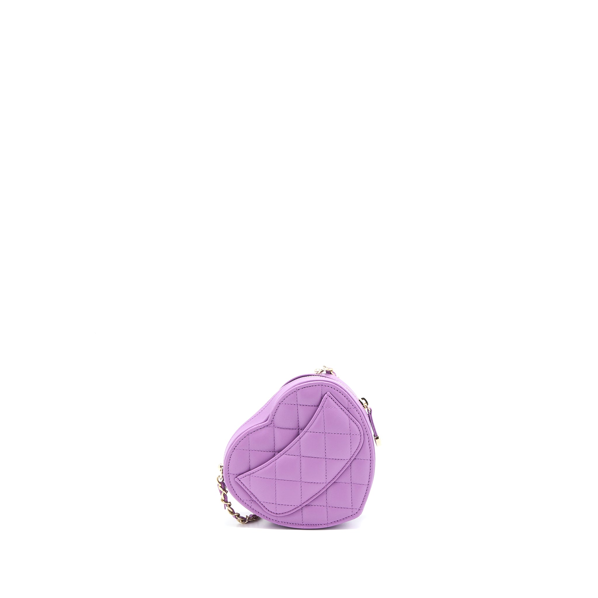 CHANEL SMALL HEART BAG LAMBSKIN PURPLE LGHW