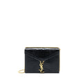 SAINT LAURENT CASSANDRA CHAIN BAG CROC EMBOSSED LEATHER BLACK GHW