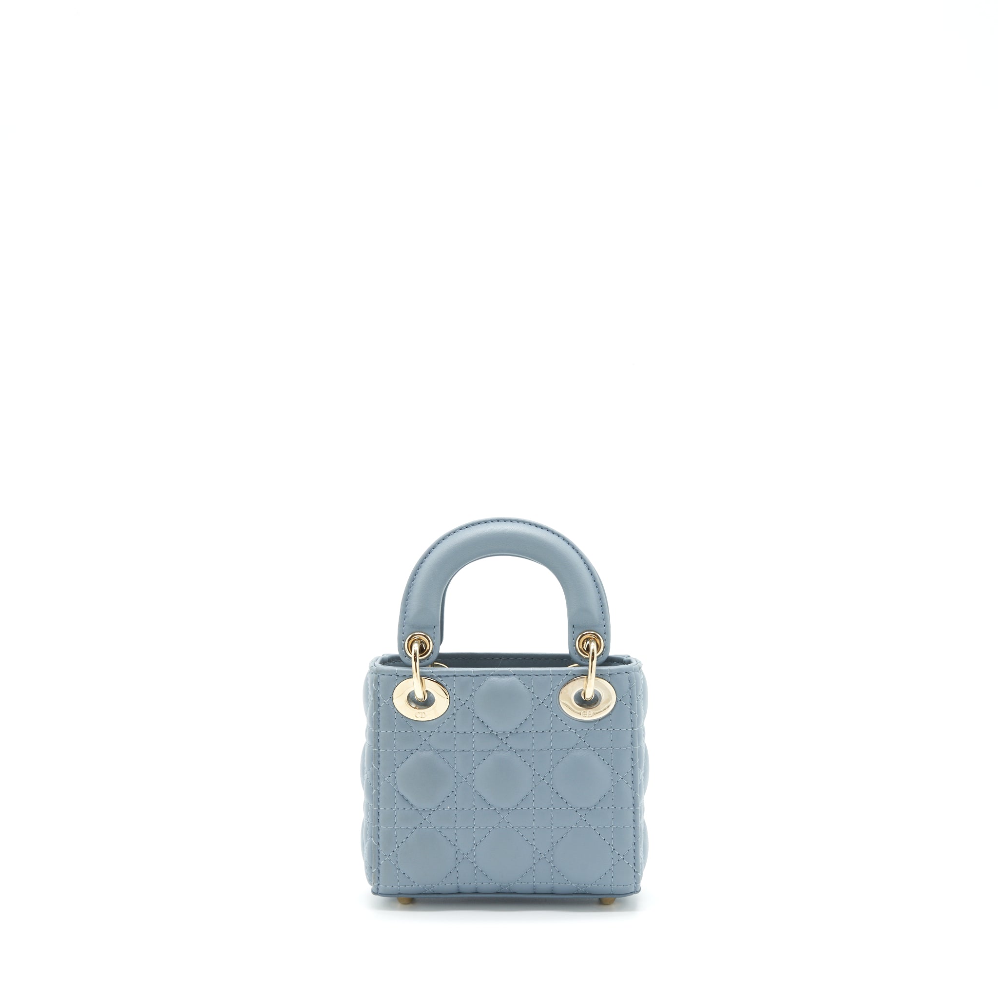 DIOR MICRO LADY DIOR BAG CANNAGE LAMBSKIN CLOUD BLUE LGHW