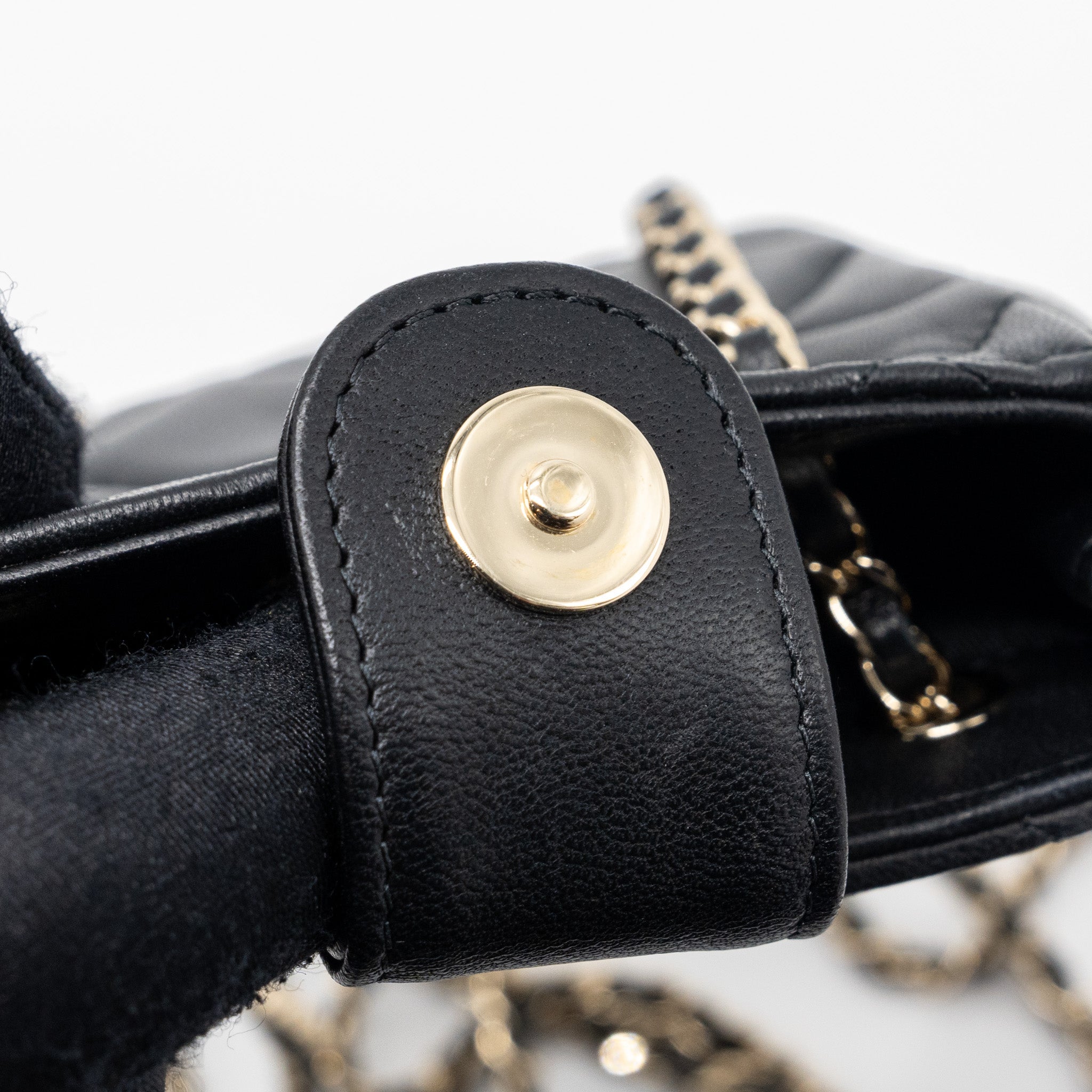 CHANEL QUILTED SUPER MINI TOTE WITH CHAIN LAMBSKIN BLACK LGHW