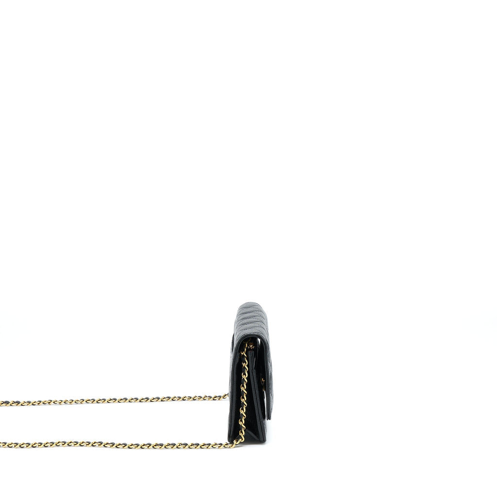 CHANEL CLASSIC WALLET ON CHAIN CAVIAR BLACK GHW (MICROCHIP)