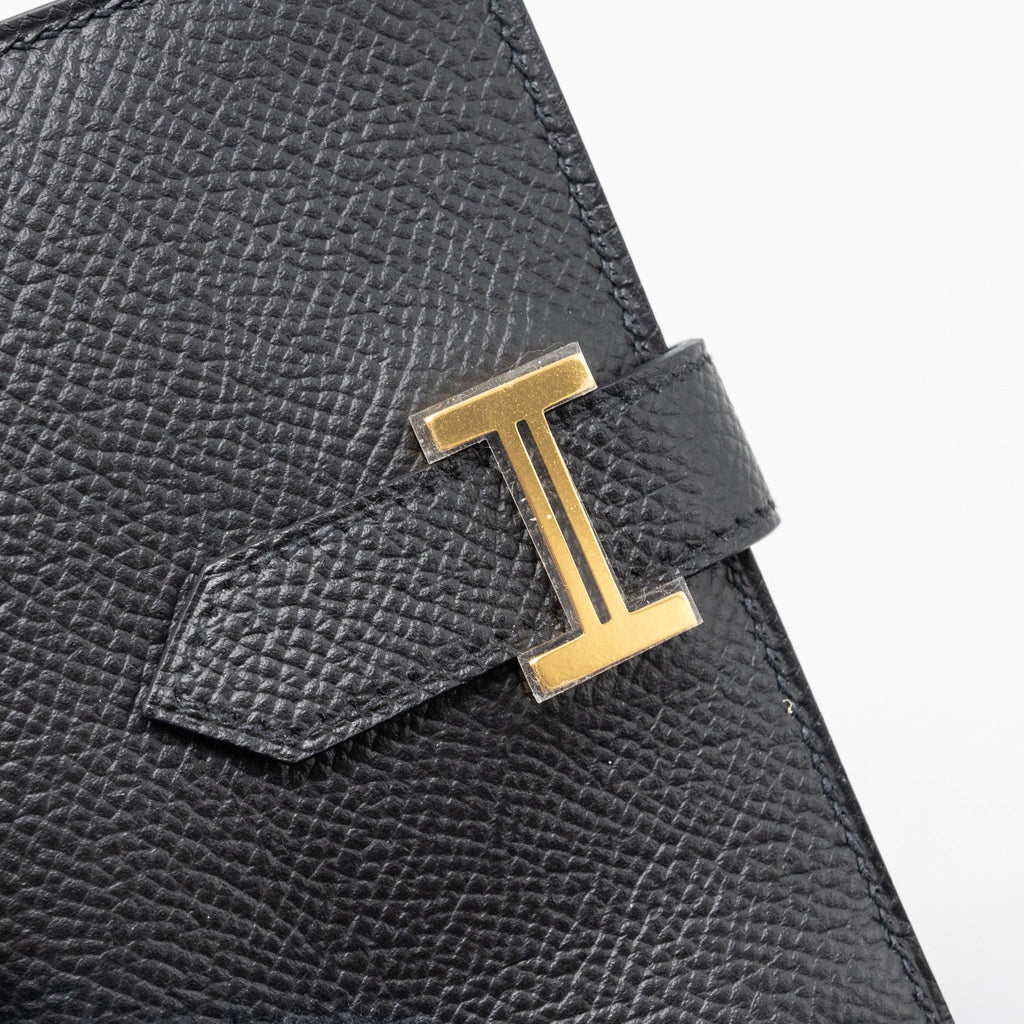 HERMES BEARN CARD HOLDER EPSOM BLACK GHW