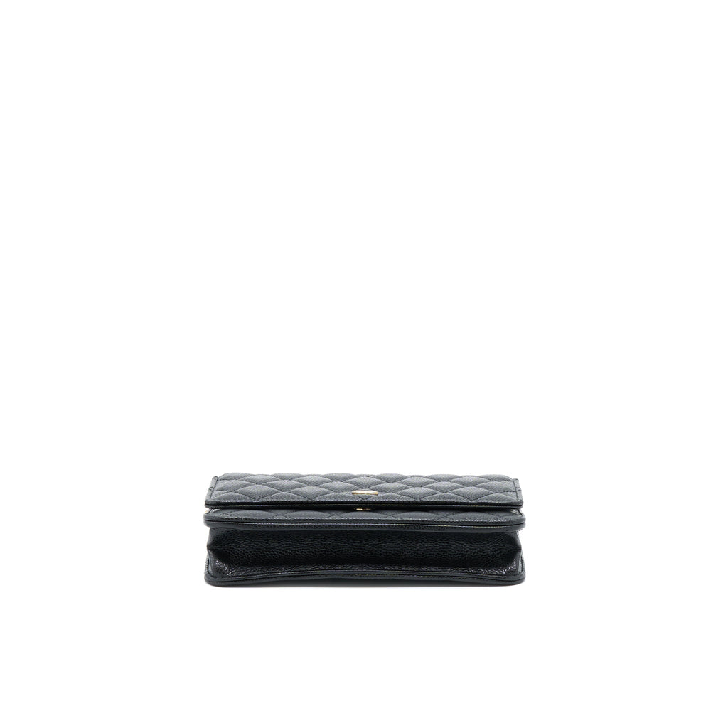CHANEL CLASSIC WALLET ON CHAIN CAVIAR BLACK GHW (MICROCHIP)