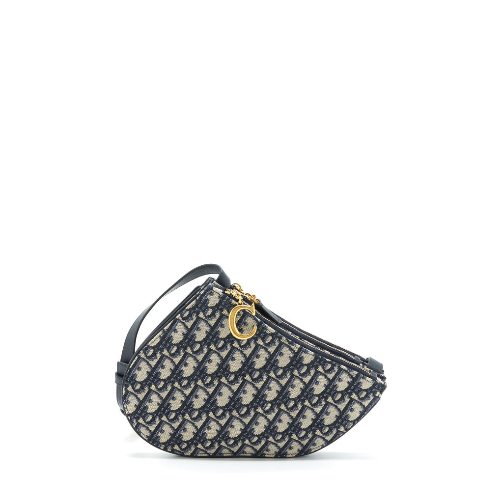 DIOR SADDLE POUCH BLUE OBLIQUE CANVAS GHW