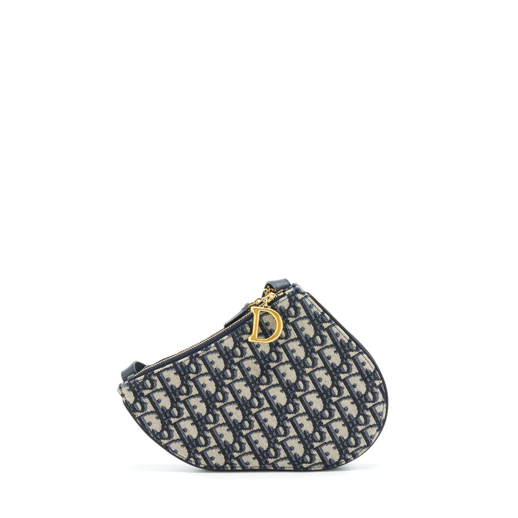 DIOR SADDLE POUCH BLUE OBLIQUE CANVAS GHW
