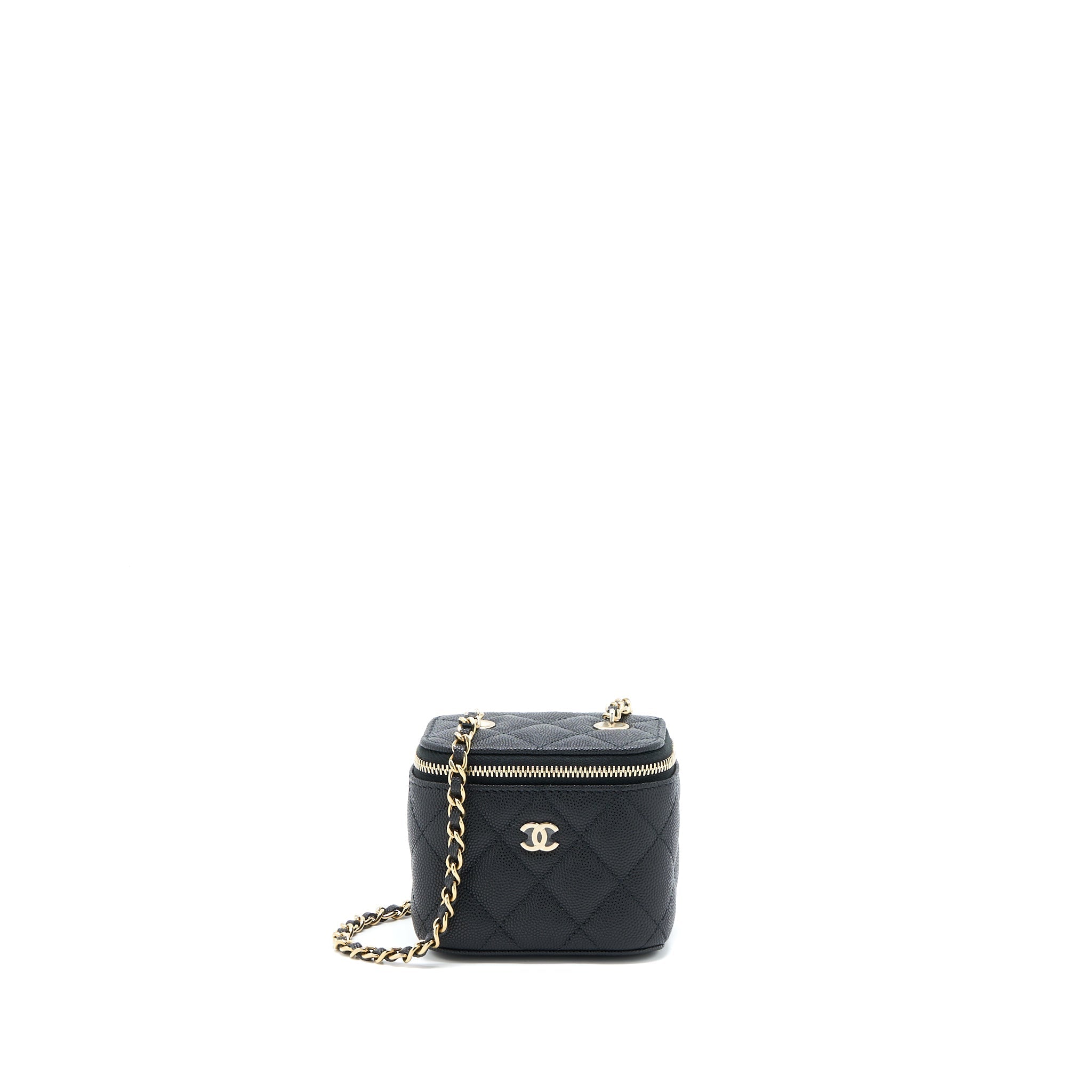 CHANEL 23C MINI VANITY WITH CHAIN CAVIAR BLACK LGHW