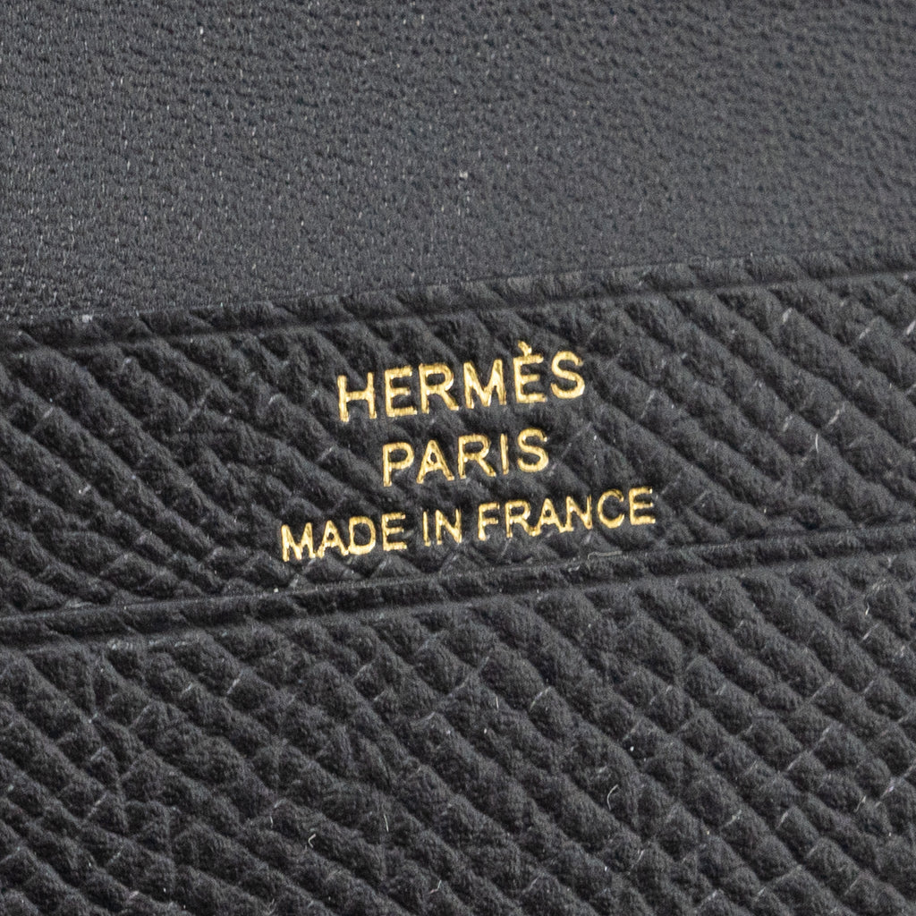 HERMES BEARN CARD HOLDER EPSOM BLACK GHW