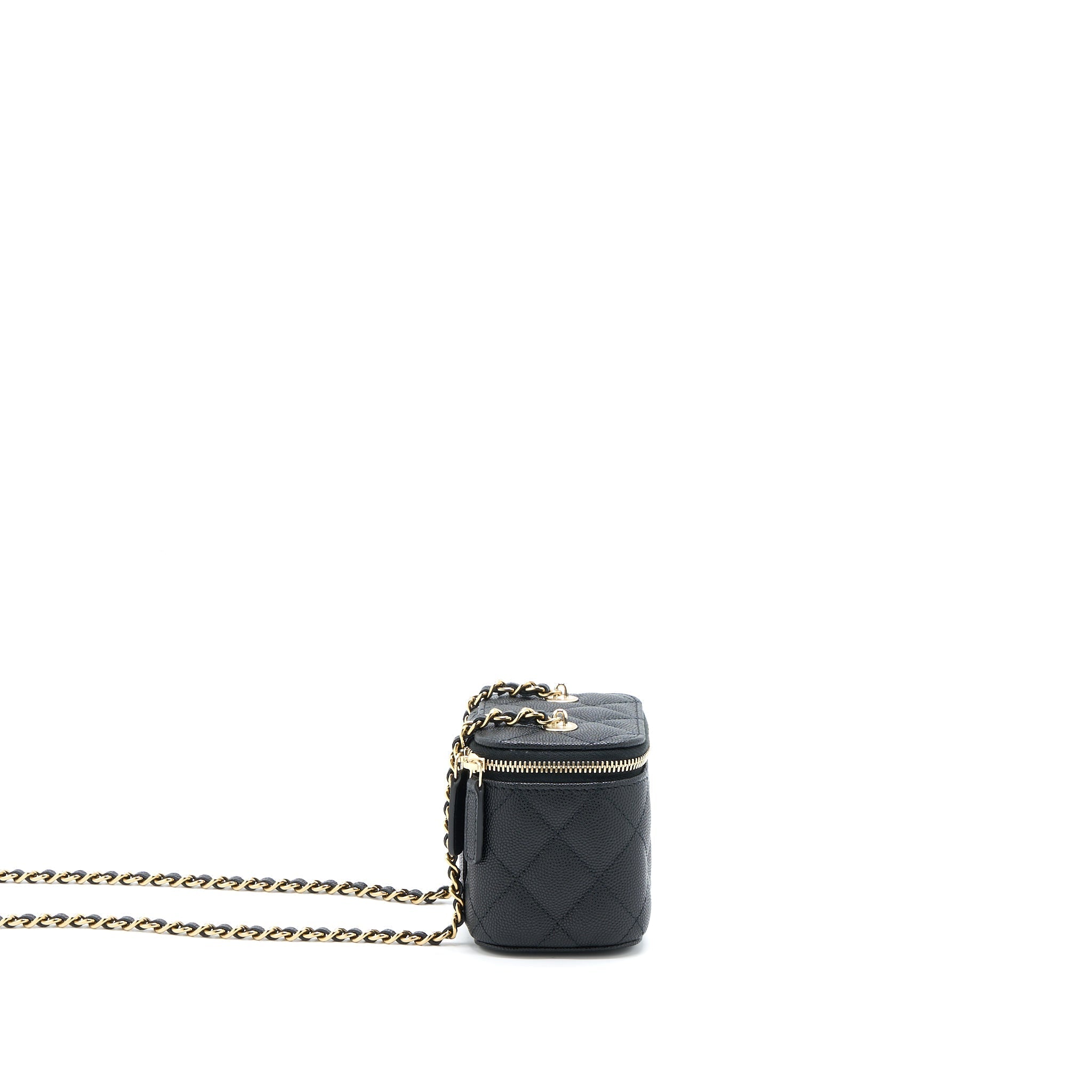CHANEL 23C MINI VANITY WITH CHAIN CAVIAR BLACK LGHW (MICROCHIP)