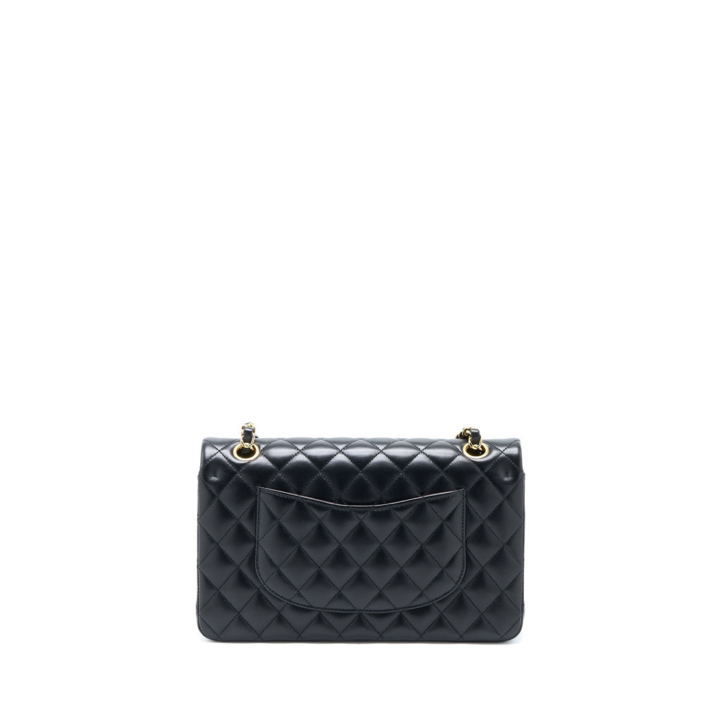 CHANEL MEDIUM CLASSIC DOUBLE FLAP BAG LAMBSKIN BLACK GHW