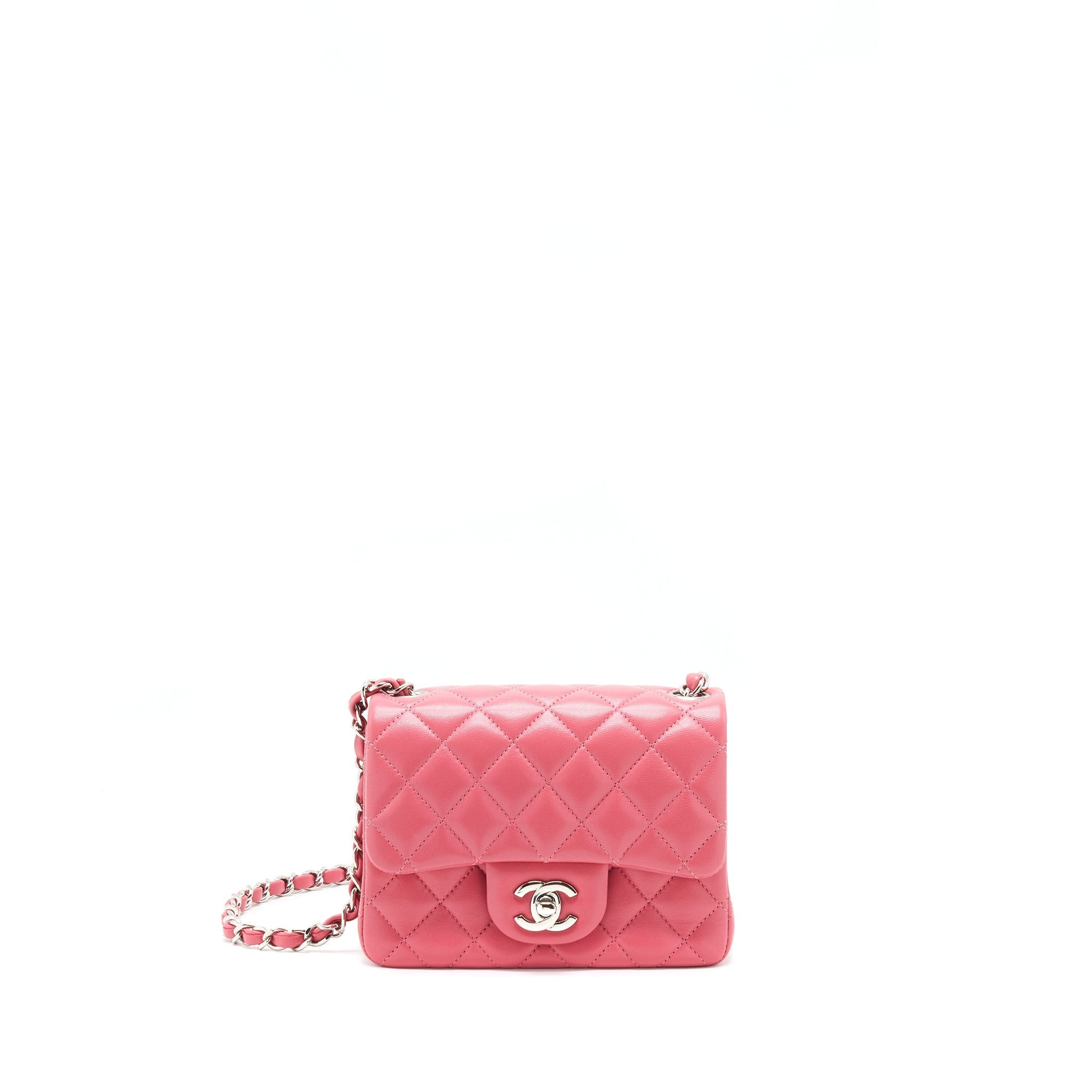 CHANEL MINI SQUARE FLAP BAG LAMBSKIN PINK SHW