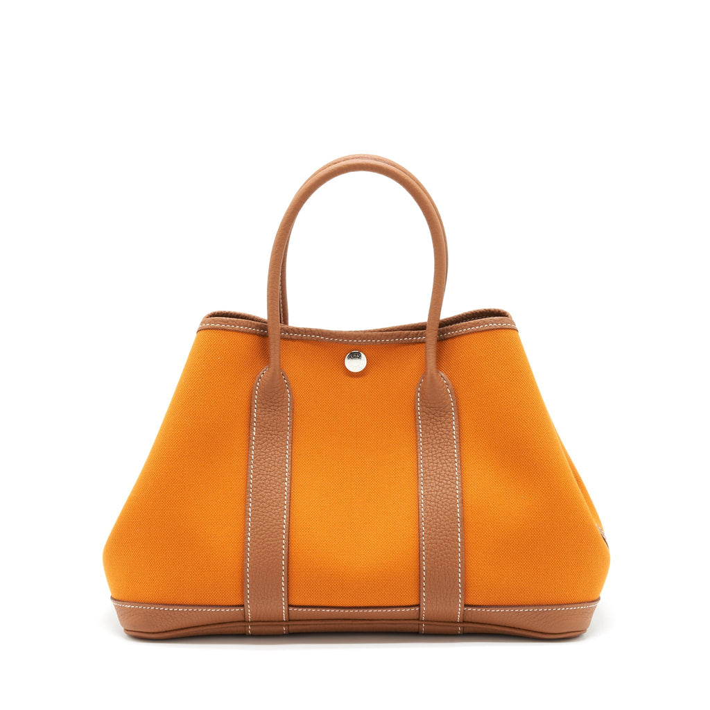 HERMES GARDEN PARTY CANVAS 30 ABRICOT / GOLD SHW