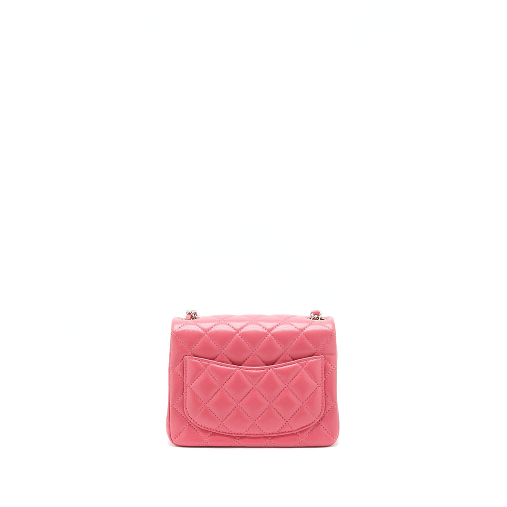 CHANEL MINI SQUARE FLAP BAG LAMBSKIN PINK SHW