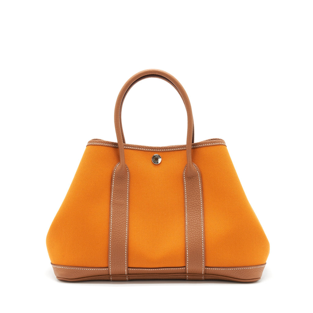 HERMES GARDEN PARTY CANVAS 30 ABRICOT / GOLD SHW