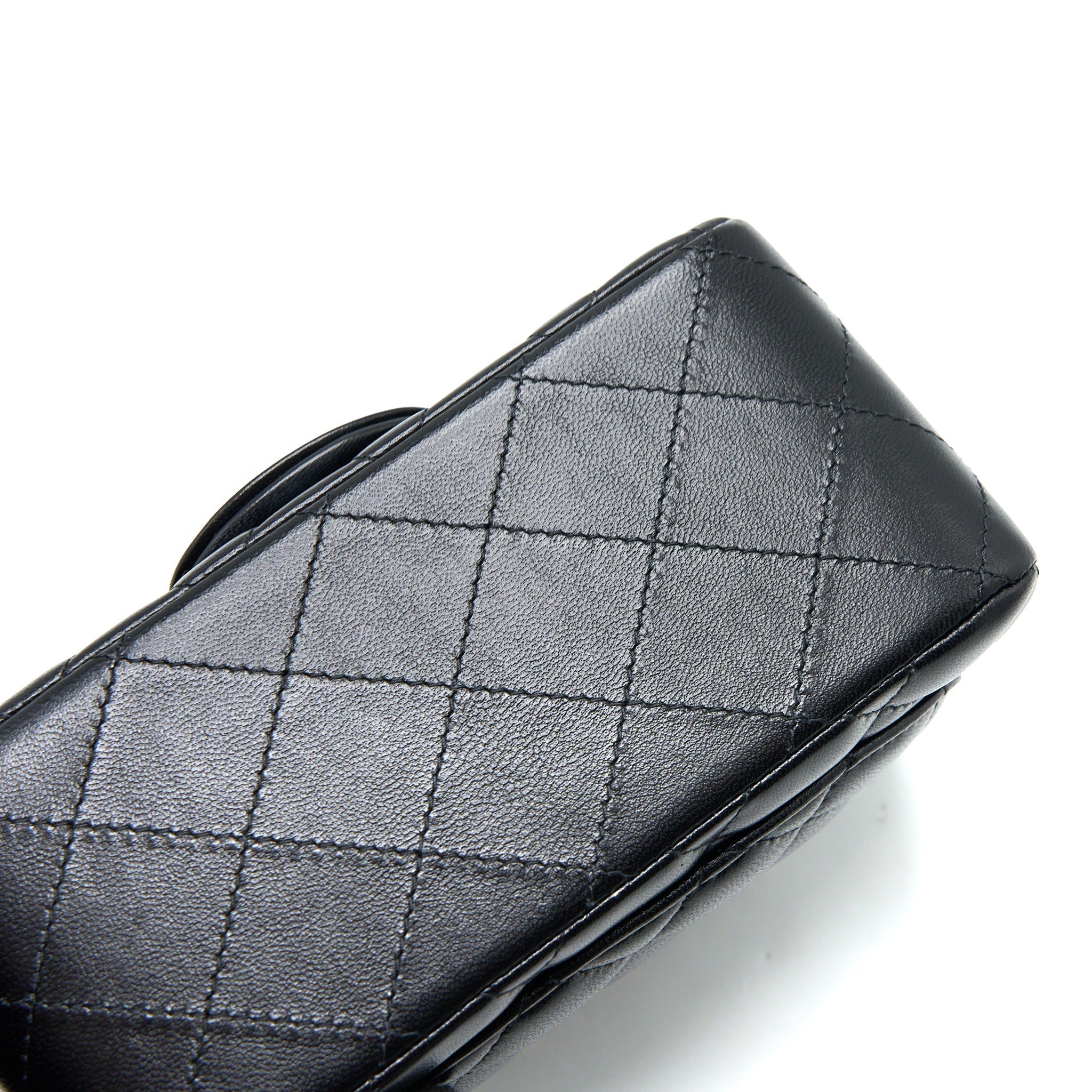 CHANEL CLASSIC MINI SQUARE FLAP BAG LAMBSKIN BLACK LGHW (MICROCHIP)