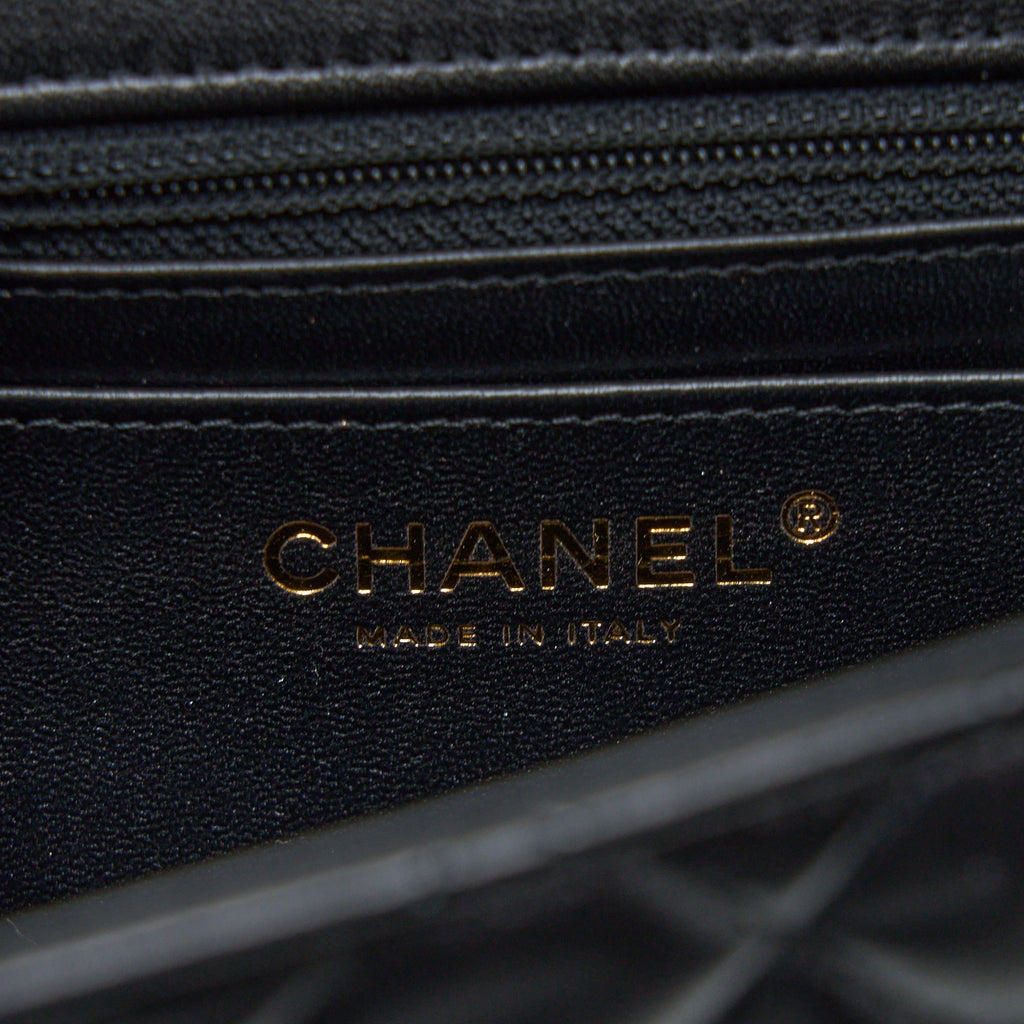 CHANEL CLASSIC MINI SQUARE FLAP BAG LAMBSKIN BLACK LGHW (MICROCHIP)