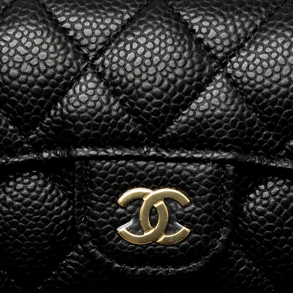 CHANEL CLASSIC FLAP CARD HOLDER CAVIAR BLACK GHW (MICROCHIP)