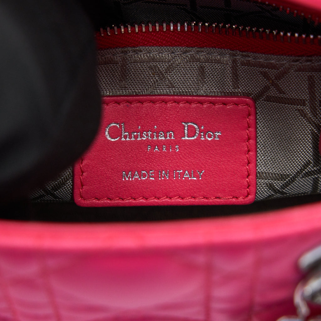 CHRISTIAN DIOR MINI LADY DIOR LAMBSKIN HOT PINK WITH SHW