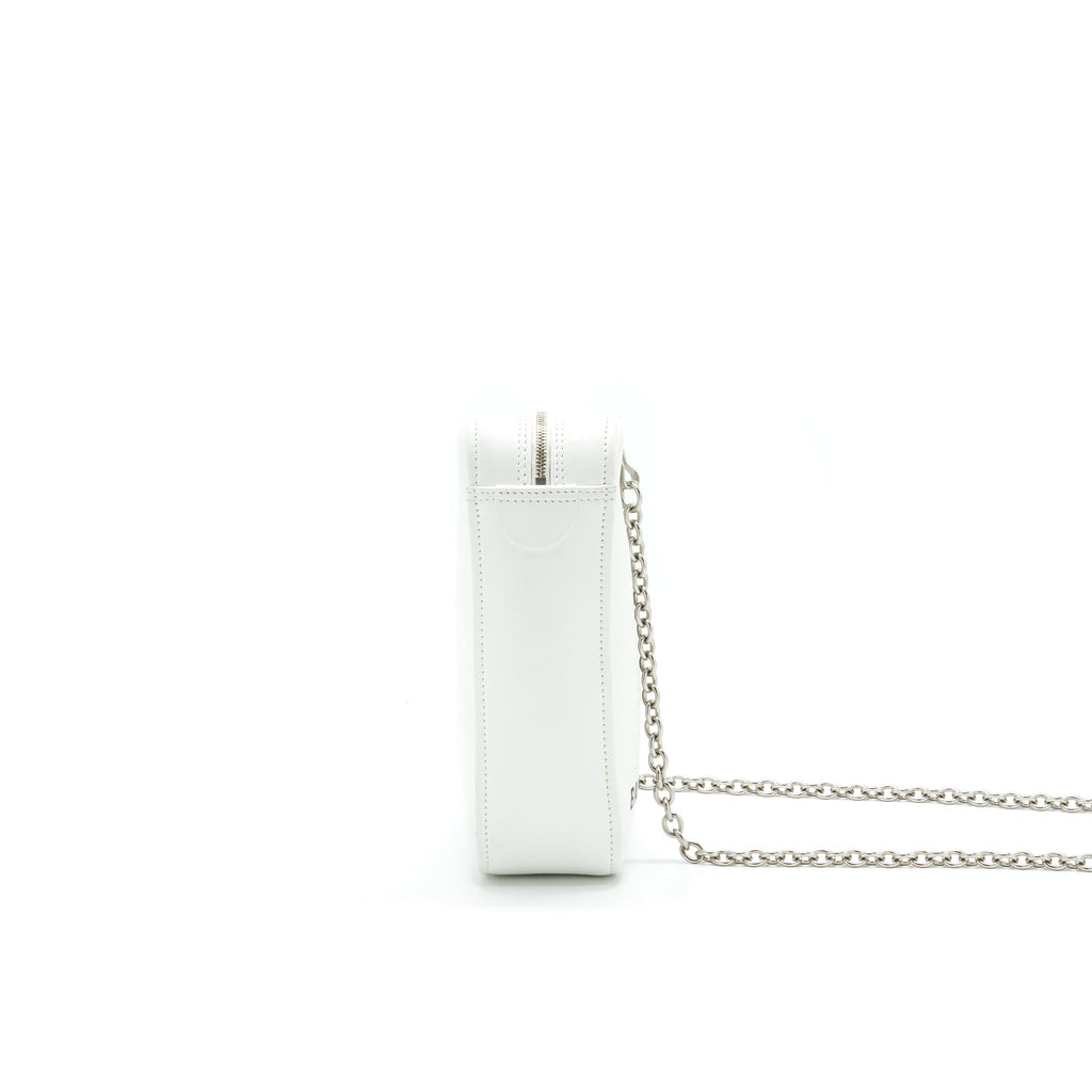BALENCIAGA TRIANGLE MINI CHAIN CROSSBODY BAG WHITE