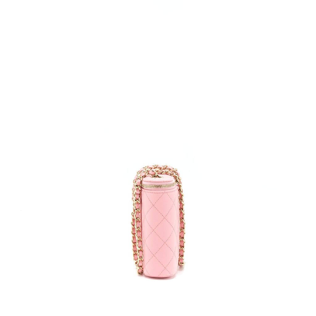 CHANEL 22C VERTICAL VANITY ON CHAIN CAVIAR SAKURA PINK LGHW