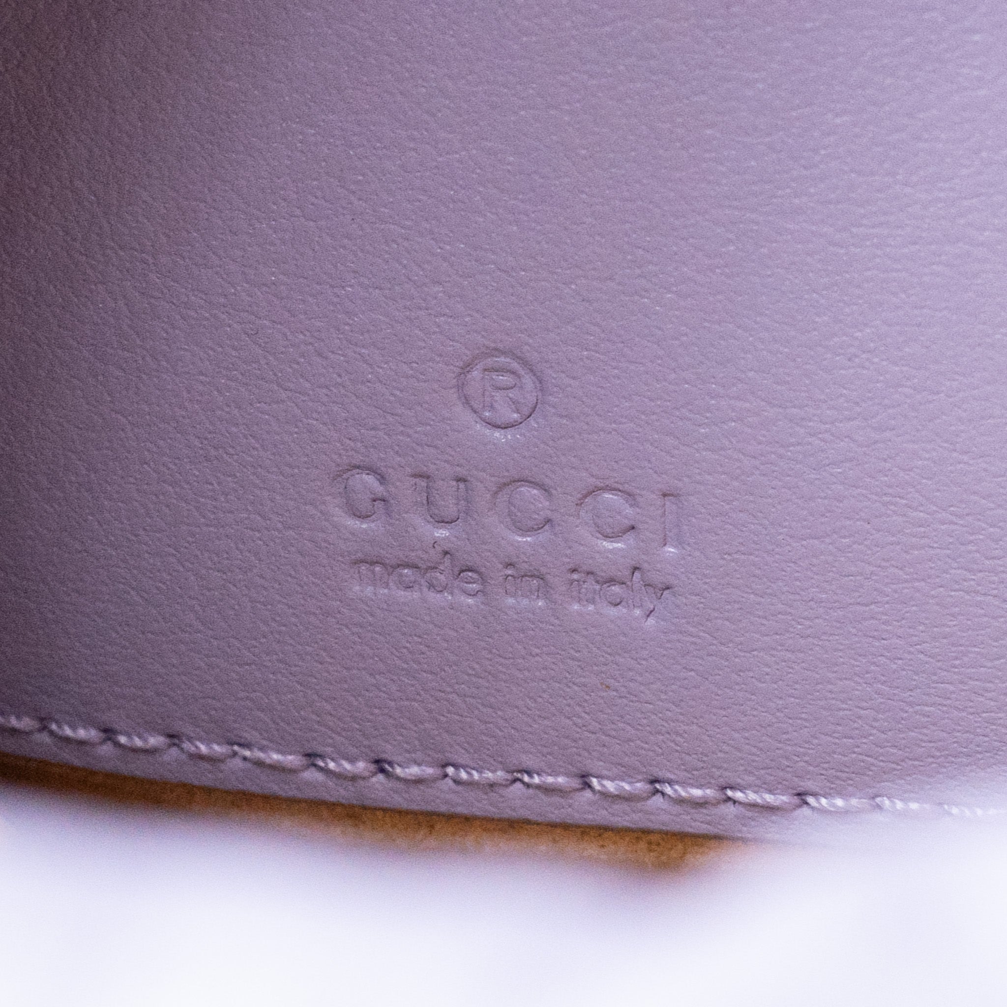 GUCCI GG MARMONT BUCKET BAG CALFSKIN LIGHT PURPLE SHW