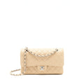 CHANEL MEDIUM CLASSIC DOUBLE FLAP BAG CAVIAR BEIGE SHW