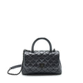 CHANEL SMALL COCO HANDLE AGED CALFSKIN SO BLACK WITH BLACK HARDWARE